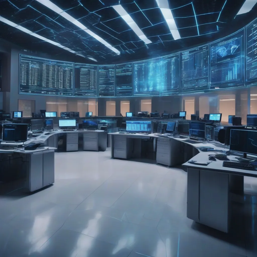 Advanced enterprise cloud financial operations center with data overlays