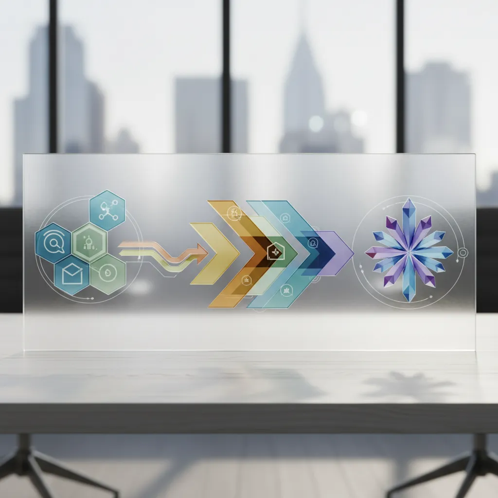 A diagram of integration phases moving from separate businesses to a combined company.