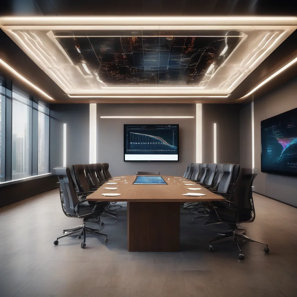 Strategic private equity value creation visualization in a modern boardroom