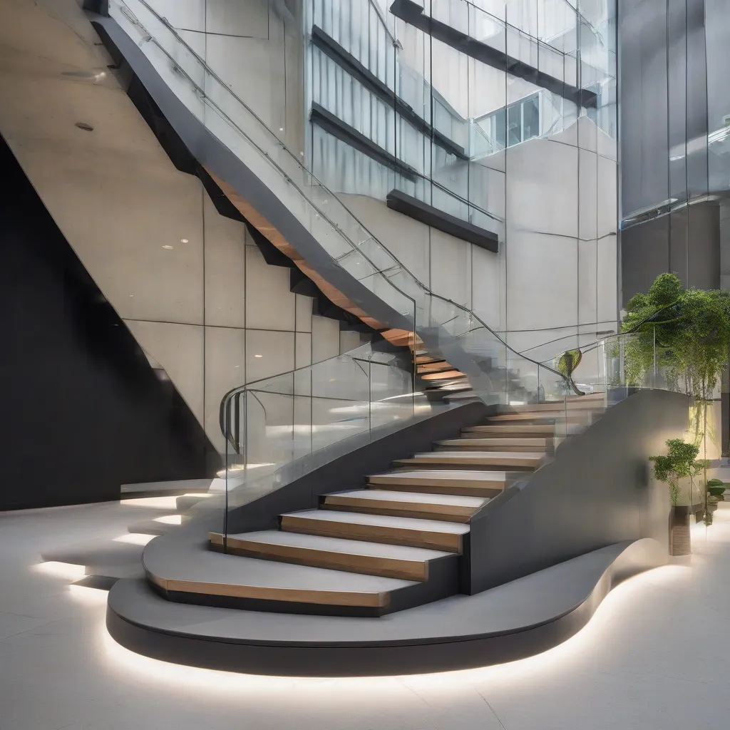 Modern architectural staircase representing step-by-step business scaling